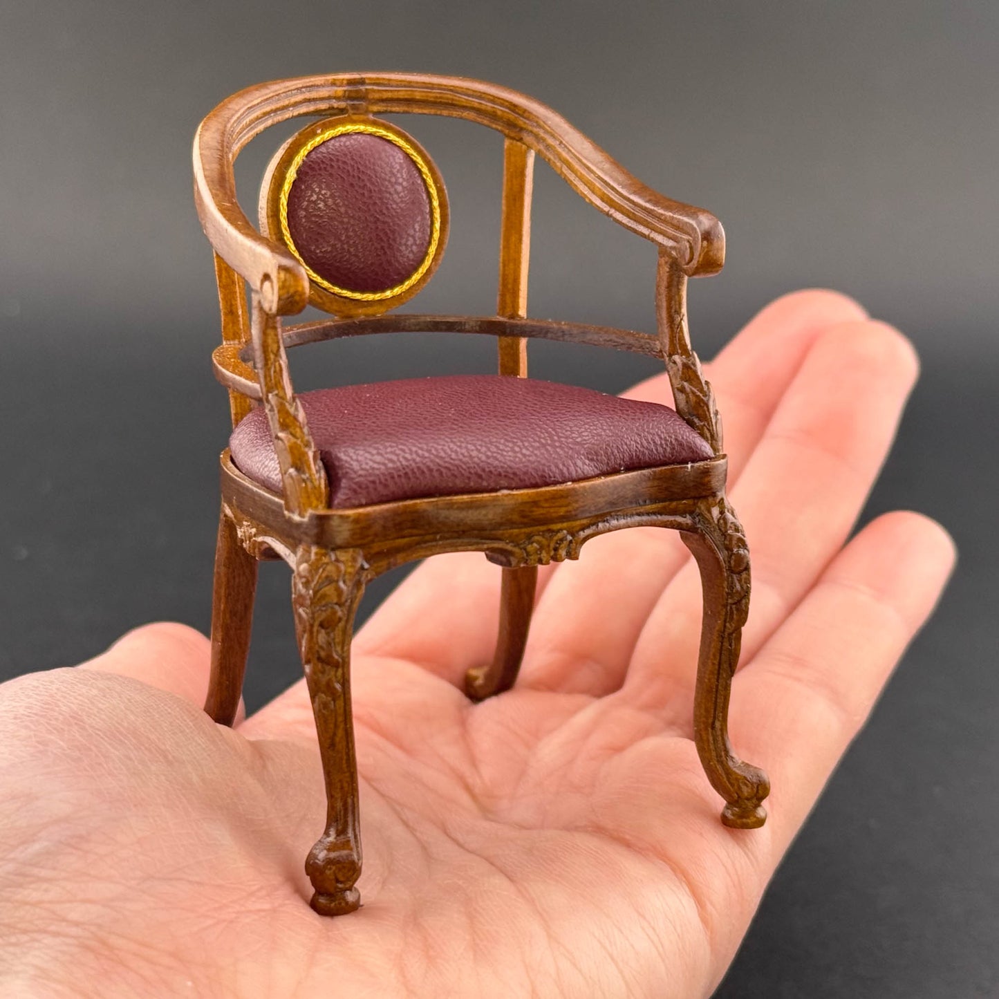 Victorian Captain’s Desk + chair set Quality walnut office Leather top 1:12 scale for Dollhouse miniature