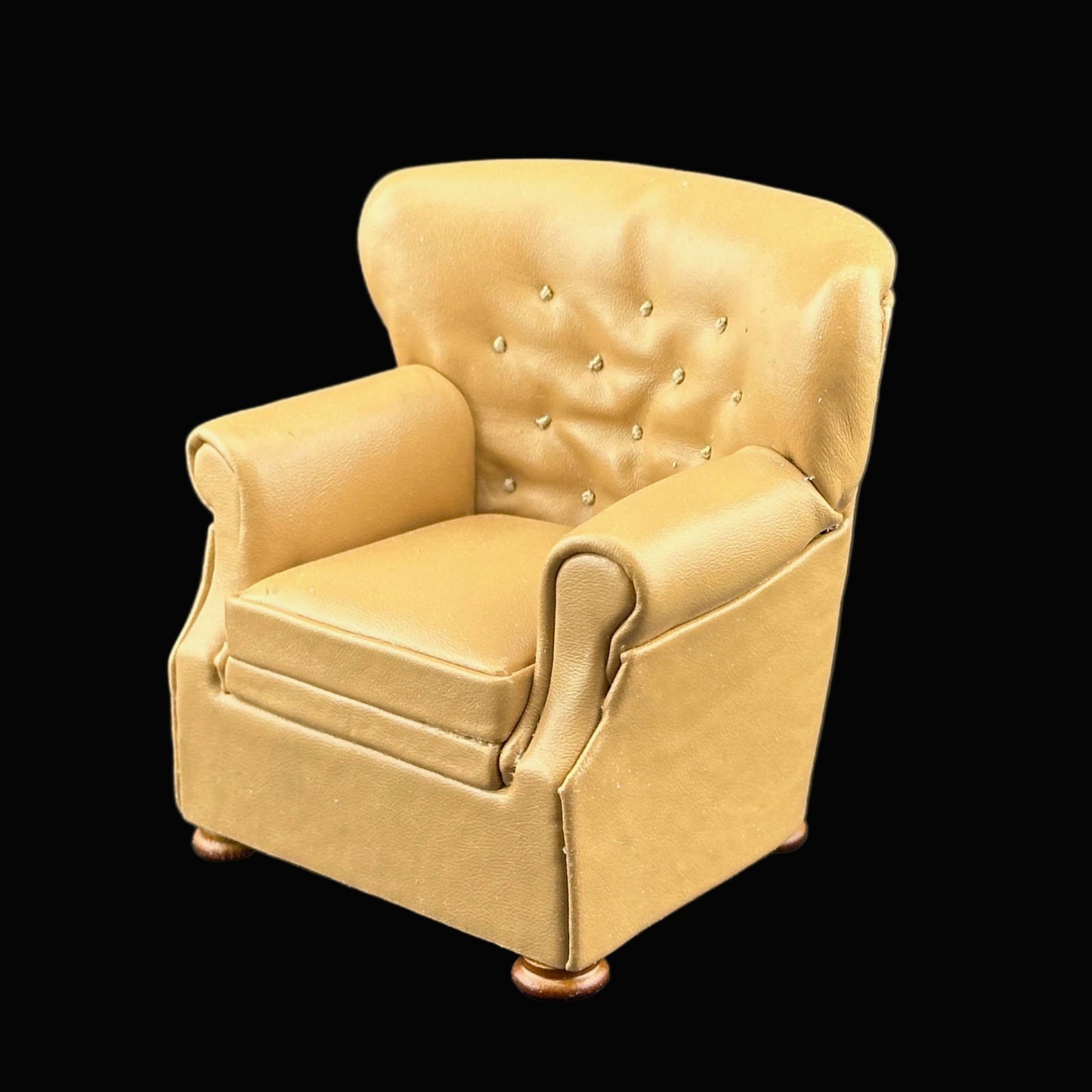 English Armchair for dollhouse miniature 1:12 scale "Camel Brown" chair