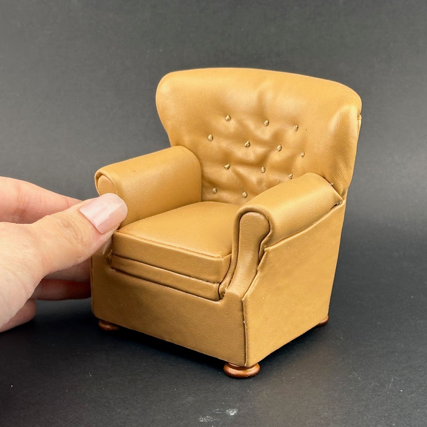 English Armchair for dollhouse miniature 1:12 scale "Camel Brown" chair