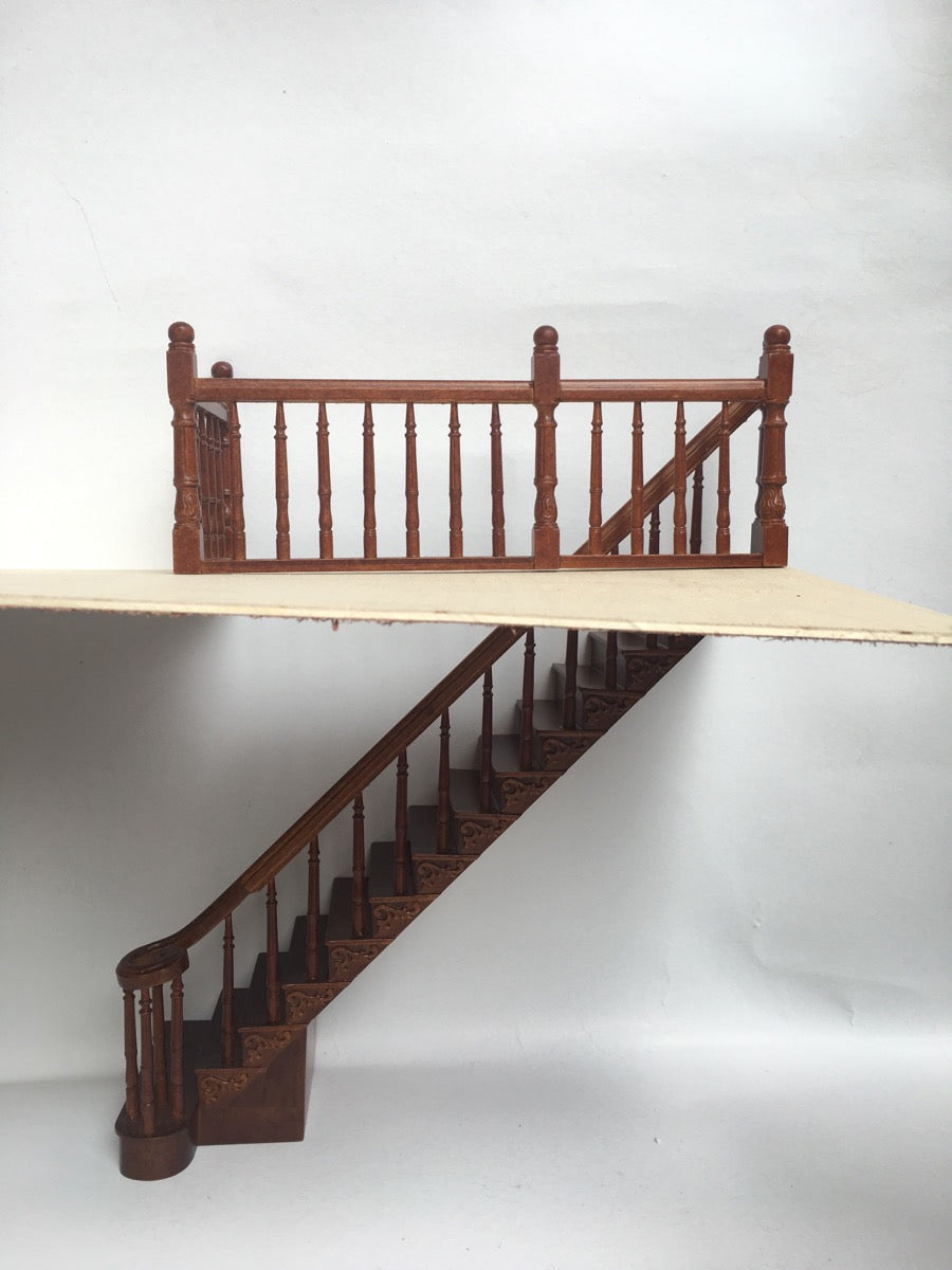 Right Quality Staircase set with railings 1:12 Scale for 9"-10" Miniature Wooden dollhouse stair WN