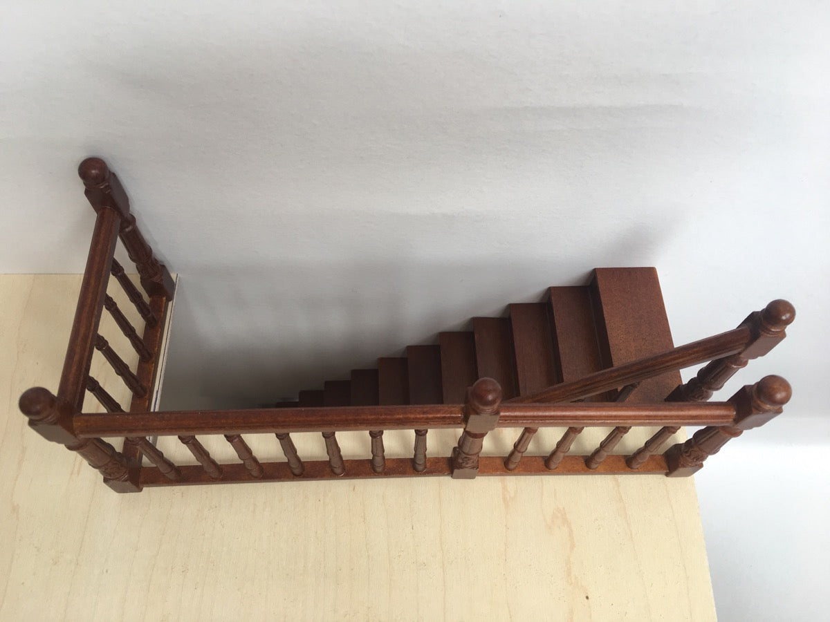 Right Quality Staircase set with railings 1:12 Scale for 9"-10" Miniature Wooden dollhouse stair WN