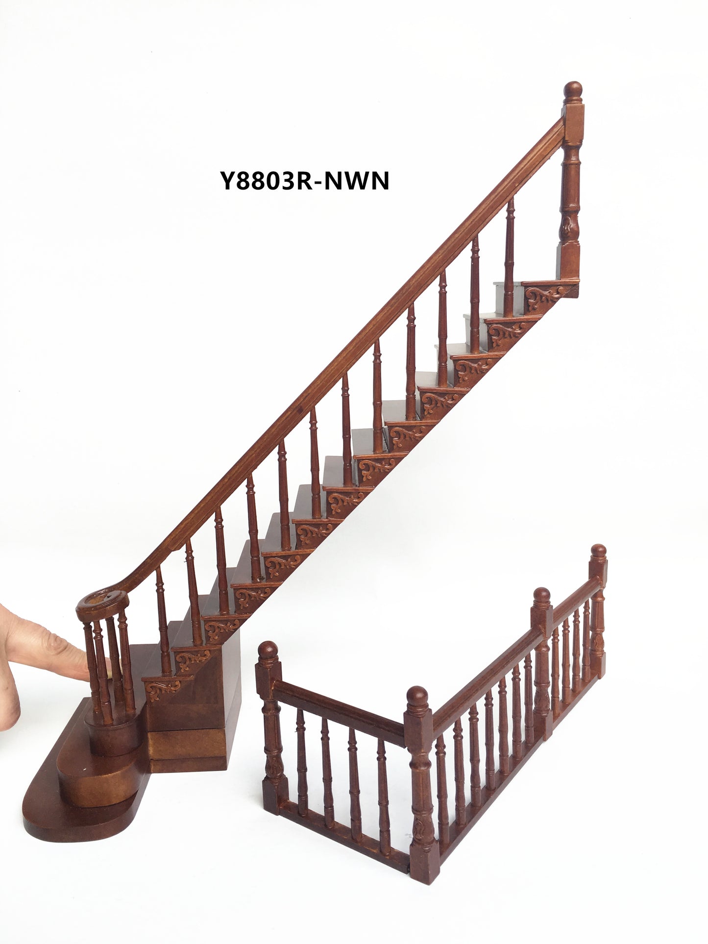 Right Quality Staircase set with railings 1:12 Scale for 9"-10" Miniature Wooden dollhouse stair WN