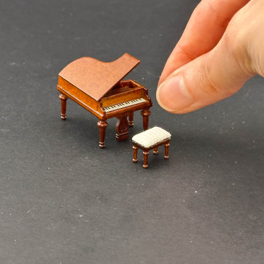 1:48 1/4"  Piano with stool Mahogany 1/48 Top Quality Q3600 WN