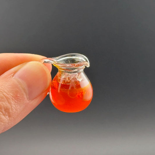 Handmade Miniature Glass Pitcher with Summer Drink & Ice Cubes – 1:12 Dollhouse Miniature