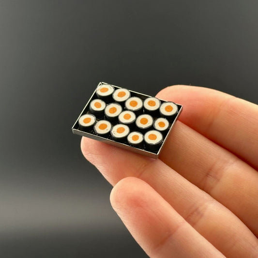 Handmade Dollhouse Miniature Metal Sushi Tray with 15 Sushi Rolls – 1:12 Scale