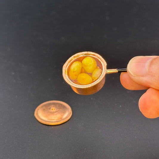 Handmade Dollhouse Miniature Copper Pot with Whole Potatoes – 1:12 Scale Kitchen Accessory