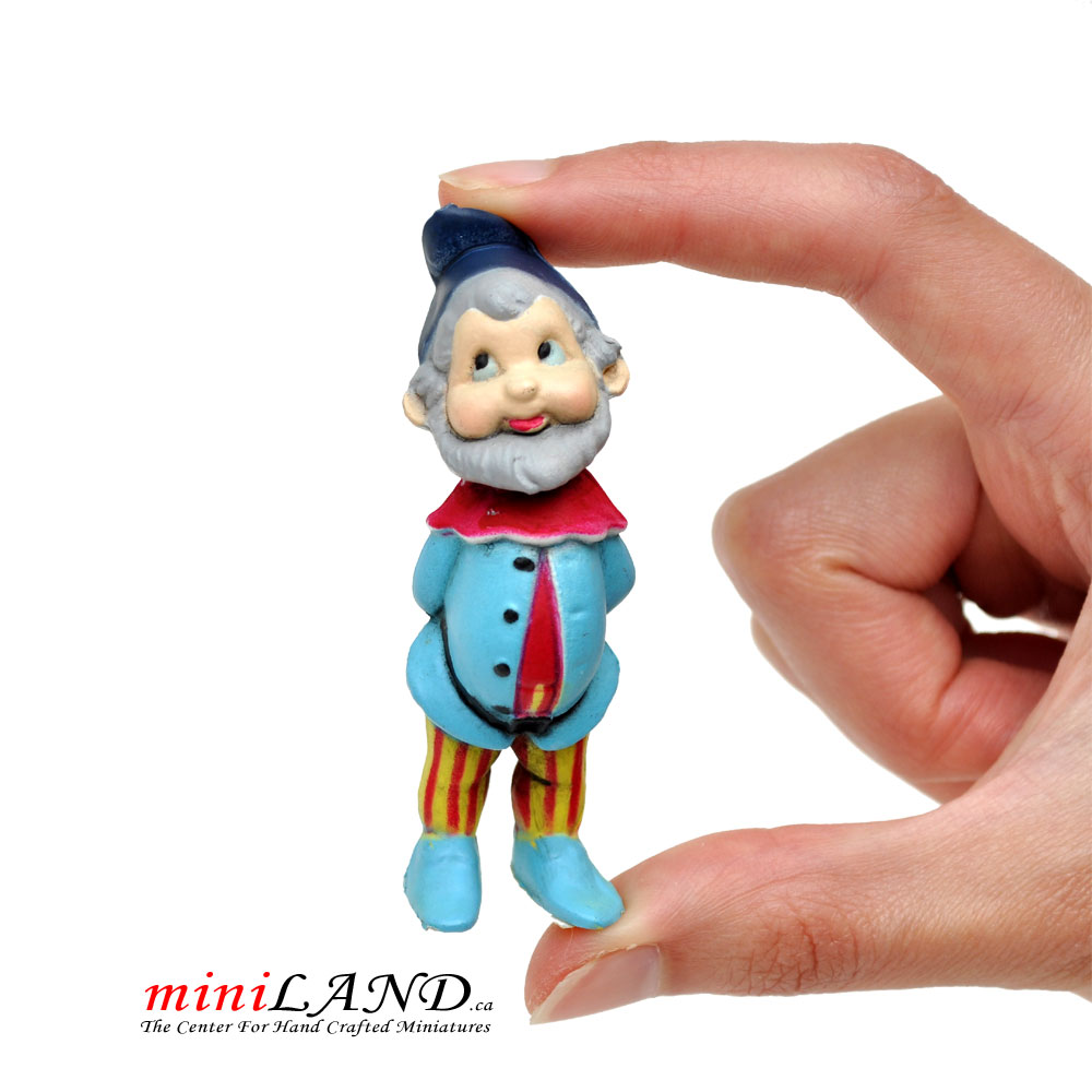 Happy blue dwarf 2.5"H  for 1:12 or 1:6 scale dollhouse miniature
