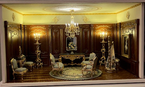 French Royal Paneling line WALNUT 1:12 scale Build a Room Using wall panels Components - top quality