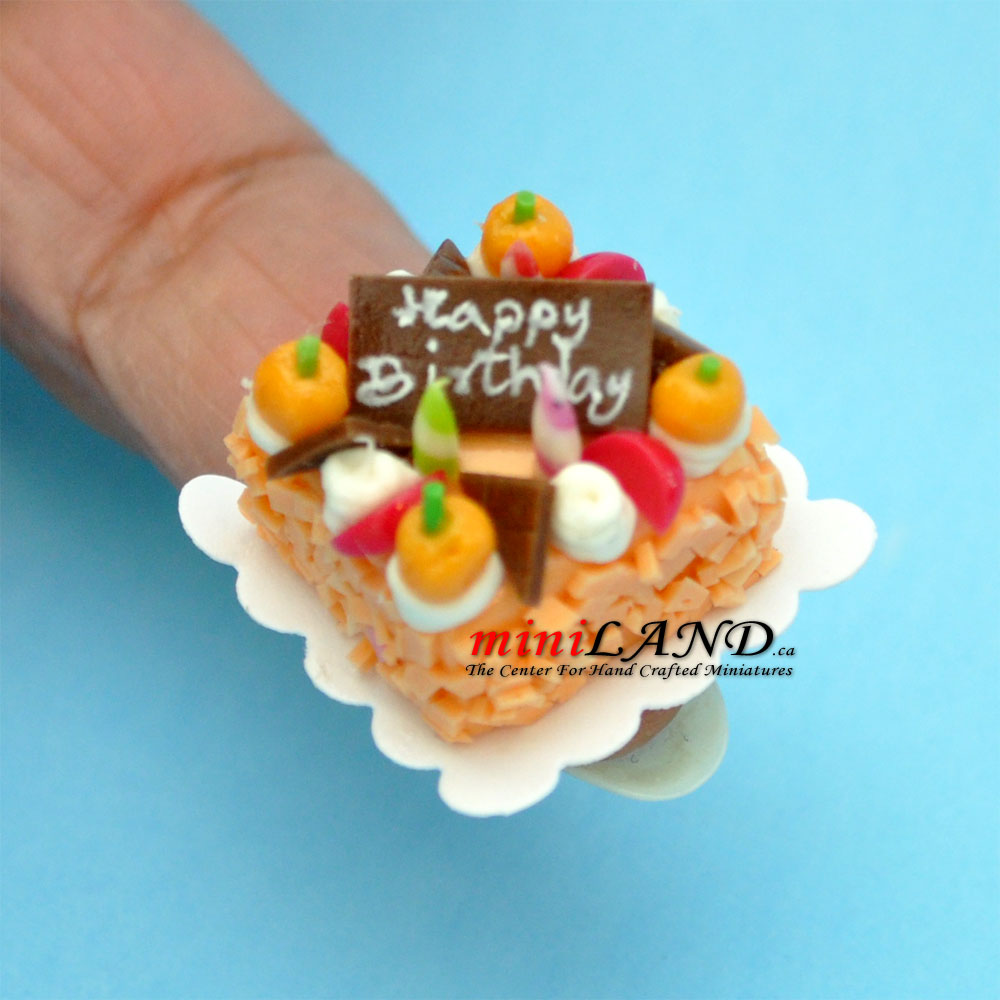 Gâteau d'anniversaire miniature pour maison de poupée 1:12 A03 ...
