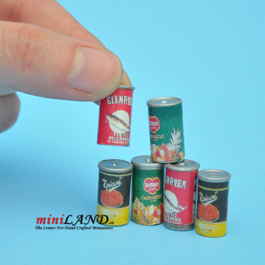 6 Dosen für Puppenhausminiatur im Maßstab 1:12