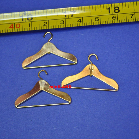 3 DOLLHOUSE miniatures Clothes Hangers Brass metal 1:12 scale