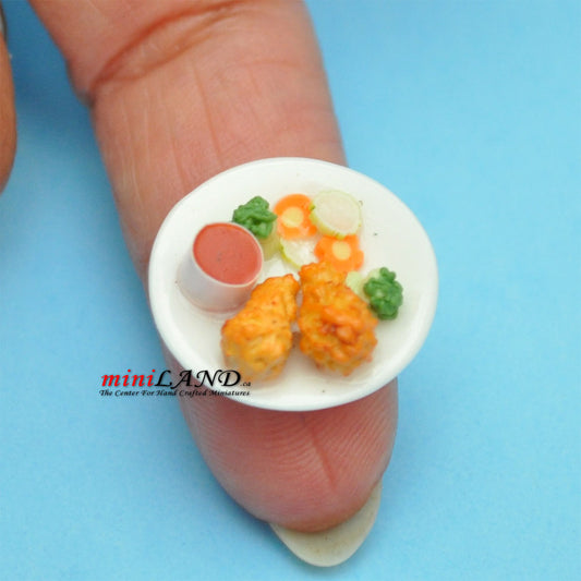 Meal on a plate Chicken for dollhouse miniature 1:12 scale Handmade