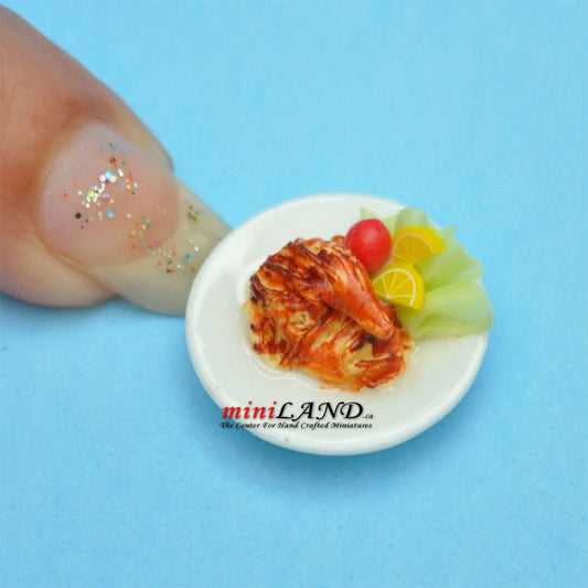 Repas sur assiette canard pour maison de poupée miniature échelle 1:12 Fait main