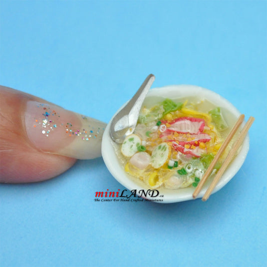 A bowl of soup dollhouse miniature 1:12 scale Handmade FND02