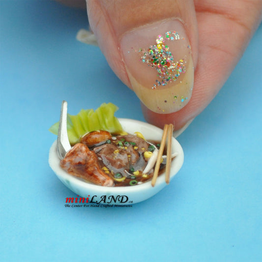 A bowl of soup dollhouse miniature 1:12 scale Handmade FND04