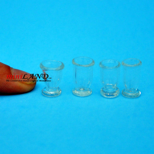 Set of 4 Glass clear for dollhouse miniatures 1:12 scale