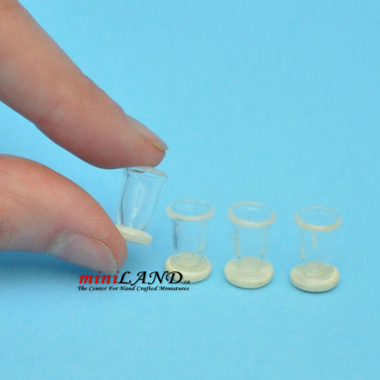 Set of 4 Glass white base for dollhouse miniatures 1:12 scale