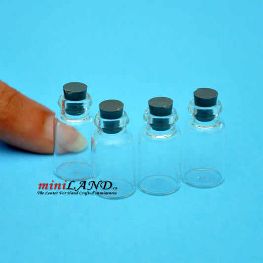 Glass jars with grey tops, pack of 4.  1:12 scale