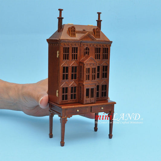 Victorian Dollhouse for dollhouse with table walnut 1:144 miniature house for 1/12 rooms V4023 WN