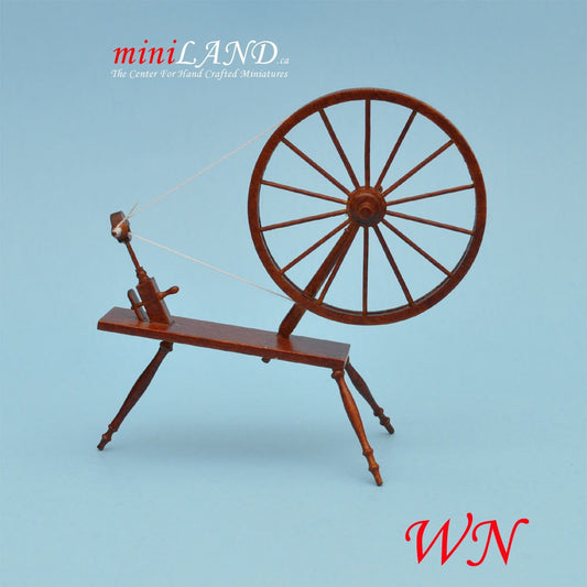 Miniature 18th Century Large Walking Wool Spinning Wheel, dollhouse 1:12 scale WN flax V4028