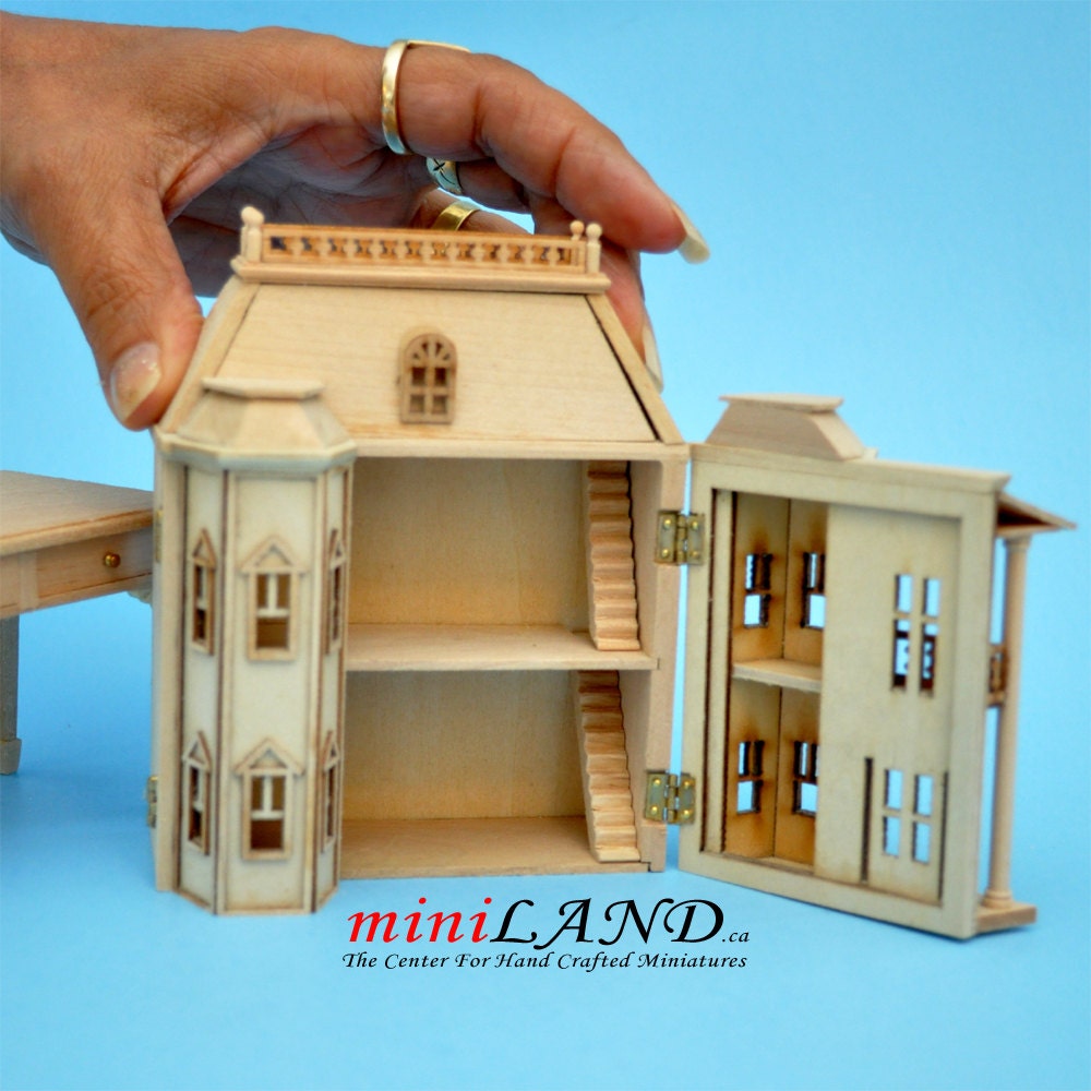 Georgian Dollhouse for dollhouse with table unfinished unpainted 1:144 miniature house for 1/12 rooms Top Quality