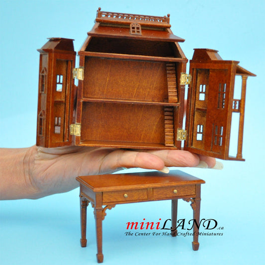 Georgian Dollhouse for dollhouse with table WALNUT 1:144 miniature house for 1/12 rooms V4037 mini wood