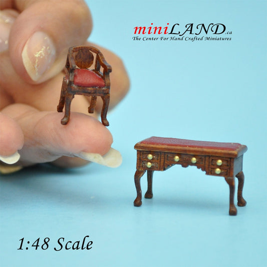 1:48 1/4" quarter scale Captain’s Desk + chair Quality office set Leather - Top Quality