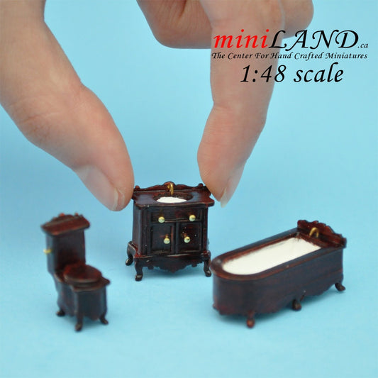 1:48 1/4"  Scale bathroom set Toilet, bathtub, sink 3pcs MH  1/48 Top Quality Q1450 MH