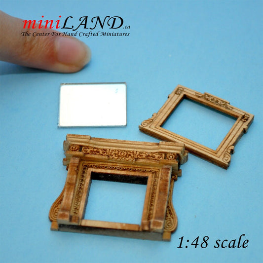 1:48 1/4"  Fireplace and mirror unfinished unpainted 1/48 Top Quality Q1515 UF