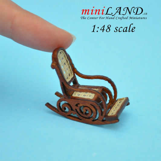 1:48 1/4"  Dollhouse Miniature HighEnd Victorian Rocking Chair Top 1/48 Top Quality Q7001 WN