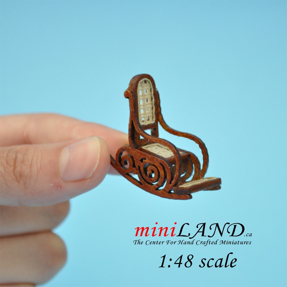 1:48 1/4"  Dollhouse Miniature HighEnd Victorian Rocking Chair Top 1/48 Top Quality Q7001 WN