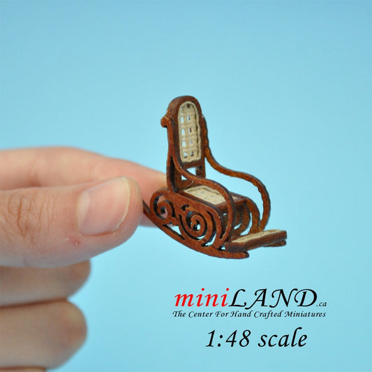 1:48 1/4"  Dollhouse Miniature HighEnd Victorian Rocking Chair Top 1/48 Top Quality Q7001 WN