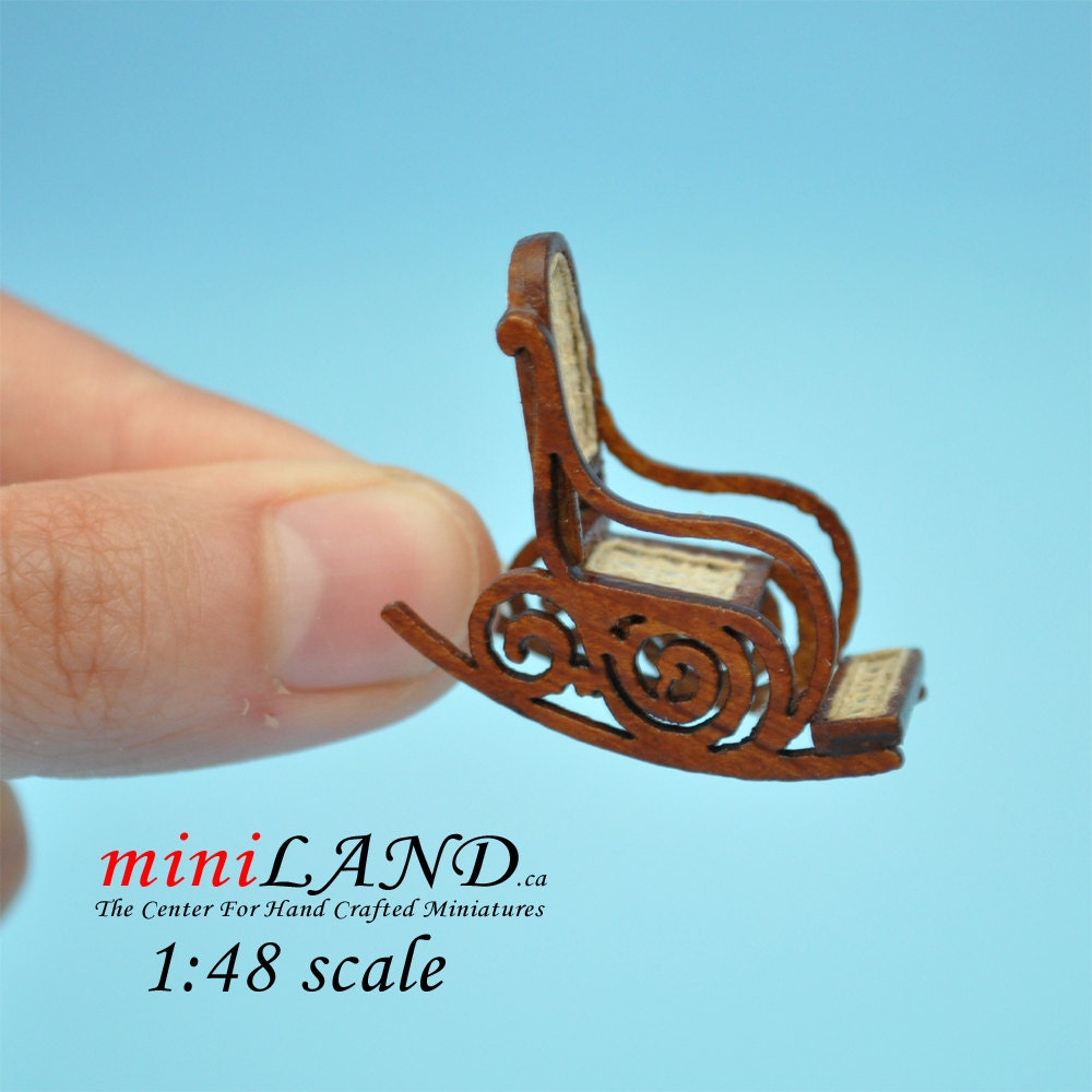 1:48 1/4"  Dollhouse Miniature HighEnd Victorian Rocking Chair Top 1/48 Top Quality Q7001 WN