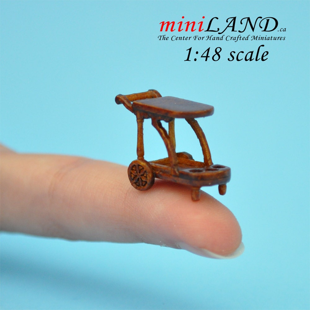 1:48 1/4"  Dollhouse Miniature Tea Trolley Cart Quality Liquor service 1/48 Top Quality Q9511