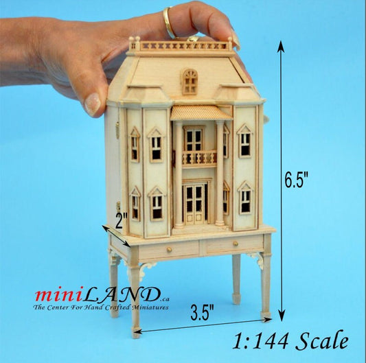 Georgian Dollhouse for dollhouse with table unfinished unpainted 1:144 miniature house for 1/12 rooms Top Quality