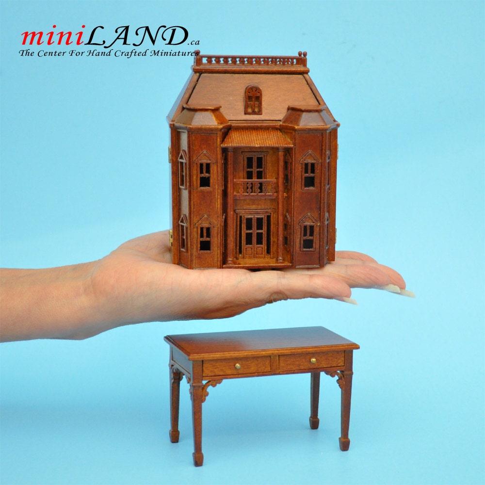 Georgian Dollhouse for dollhouse with table WALNUT 1:144 miniature house for 1/12 rooms V4037 mini wood