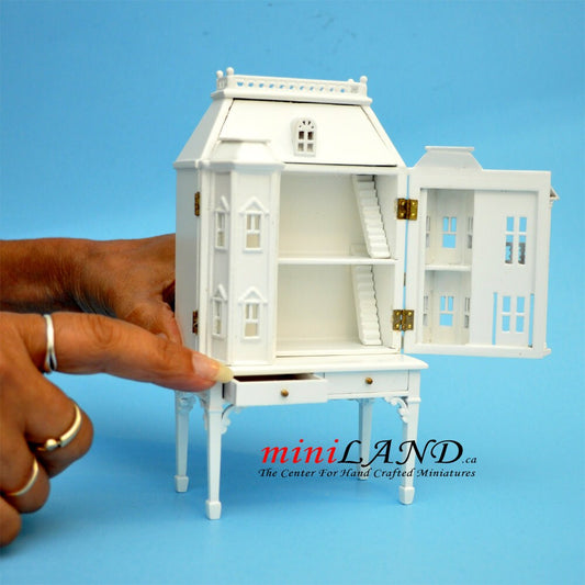 Georgian Dollhouse for dollhouse with table WHITE 1:144 miniature house for 1/12 rooms