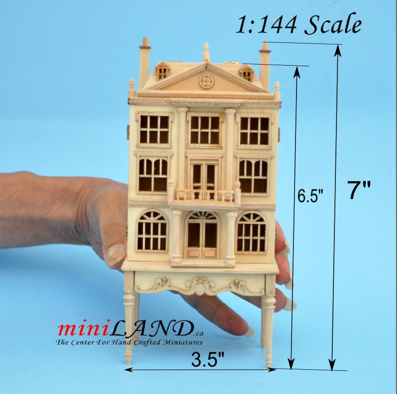 Maison de poupée coloniale pour maison de poupée avec table NOYER 1:144 maison miniature pour pièces 1/12