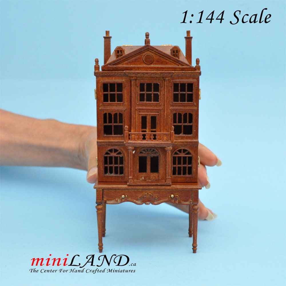 Maison de poupée coloniale pour maison de poupée avec table NOYER 1:144 maison miniature pour pièces 1/12