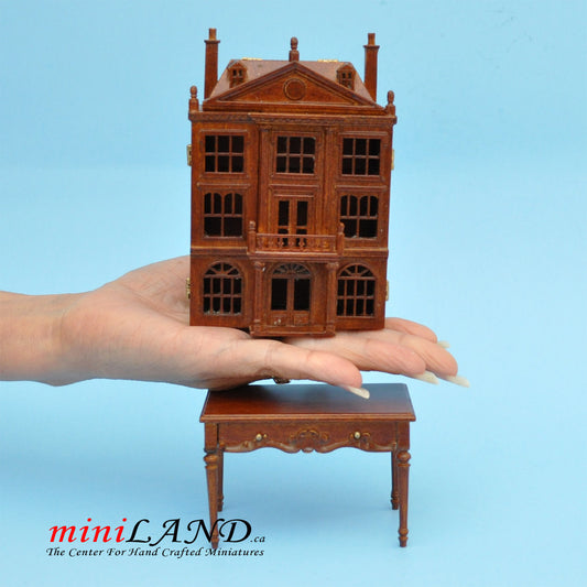 Colonial  Dollhouse for dollhouse with table WALNUT 1:144 miniature house for 1/12 rooms