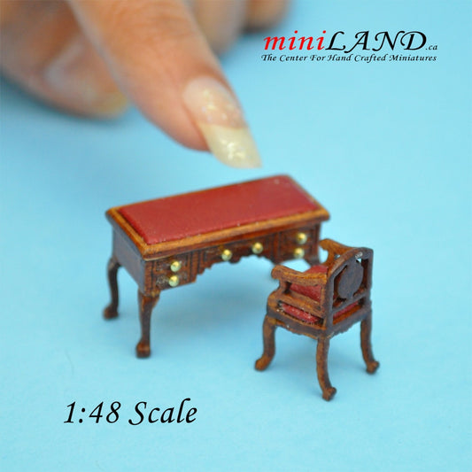 1:48 1/4" quarter scale Captain’s Desk + chair Quality office set Leather - Top Quality