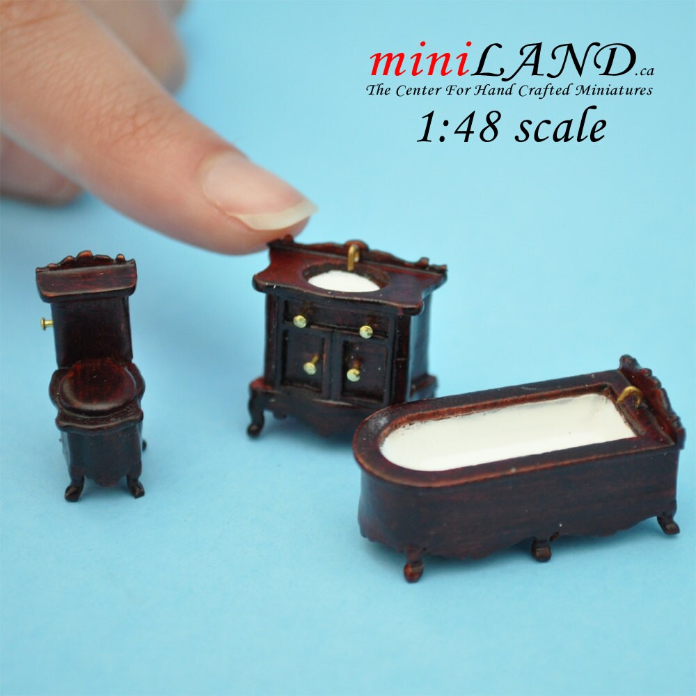1:48 1/4"  Scale bathroom set Toilet, bathtub, sink 3pcs MH  1/48 Top Quality Q1450 MH