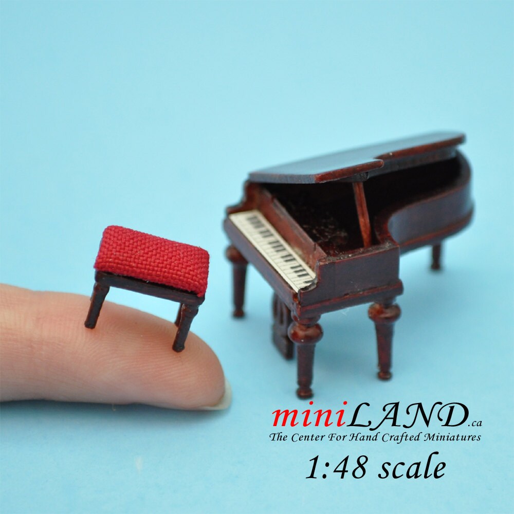 1:48 1/4"  Piano with stool Mahogany 1/48 Top Quality Q3600 MH