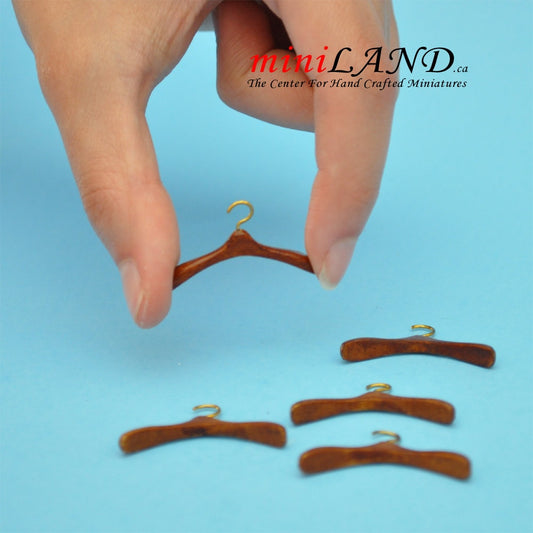5pcs DOLLHOUSE miniatures Clothes Hangers Wood WALNUT 1:12 Top Quality