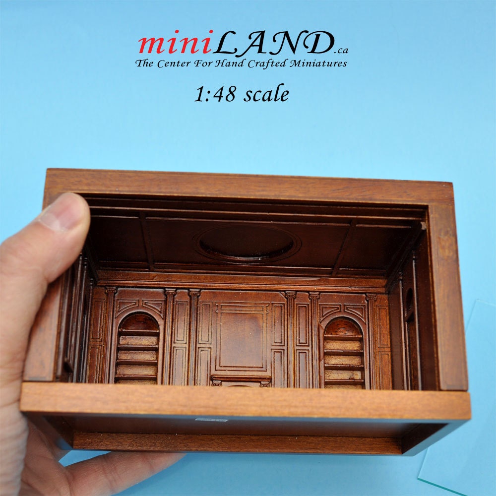 1:48 1/4" quarter scale EMPRESS-48 roombox Top quality walnut dollhouse miniature room box
