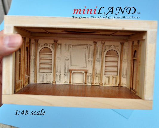 1:48 1/4" quarter scale EMPRESS-48 roombox Top quality unpainted unfinished dollhouse miniature room box walnut floor