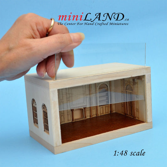 1:48 1/4" quarter scale EMPRESS-48 roombox Top quality unpainted unfinished dollhouse miniature room box walnut floor