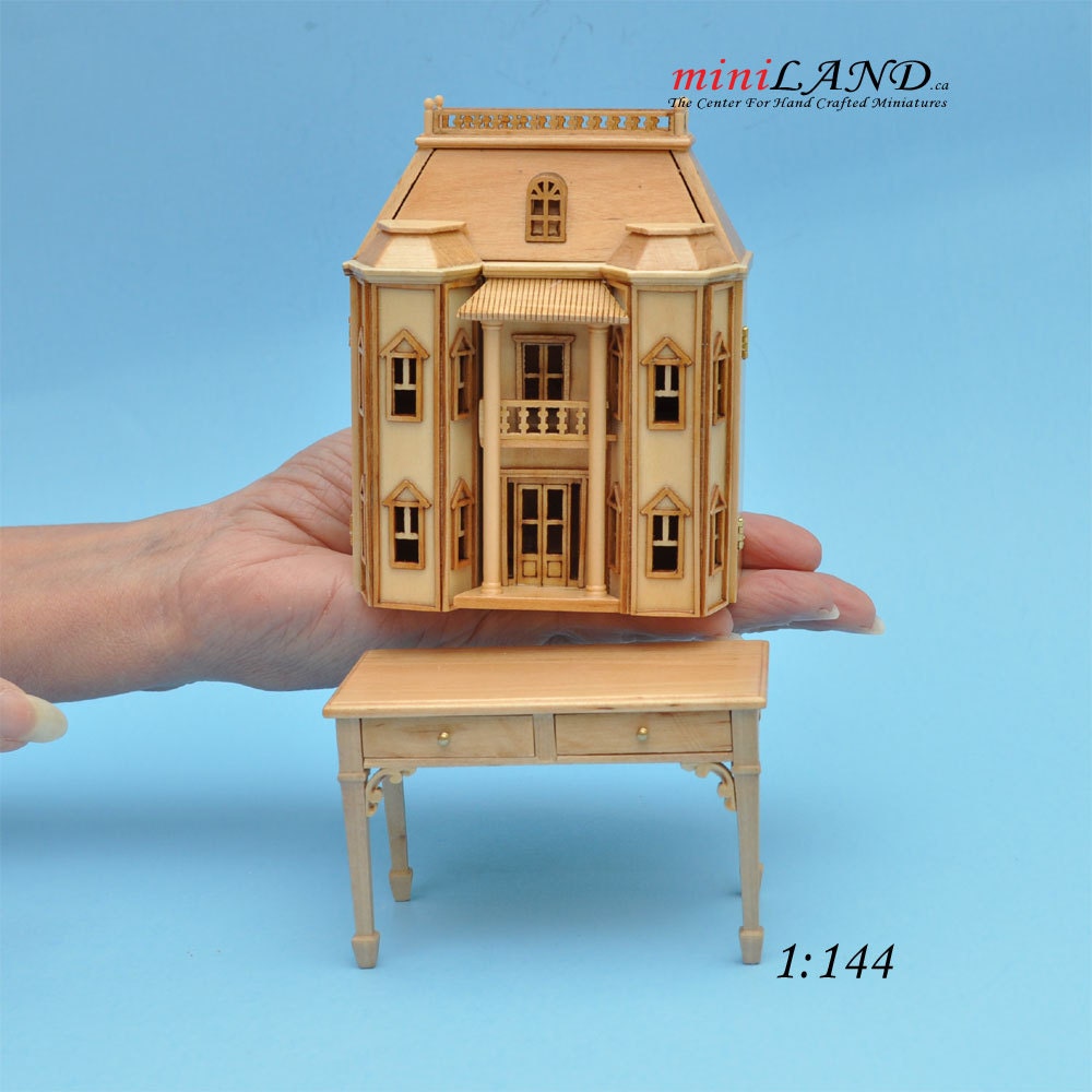 Georgian Dollhouse for dollhouse with table unpainted unfinished 1:144 miniature house for 1/12 rooms