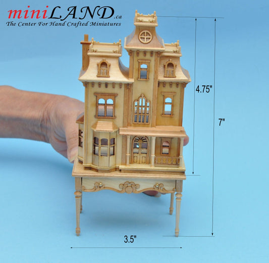 Victorian Dollhouse for dollhouse with table WHITE  1:144 miniature house for 1/12 rooms back opening