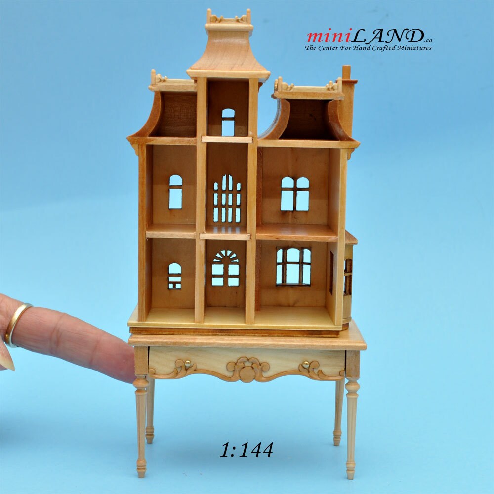 Victorian Dollhouse for dollhouse with table unfinished unpainted 1:144 miniature house for 1/12 rooms back oppening